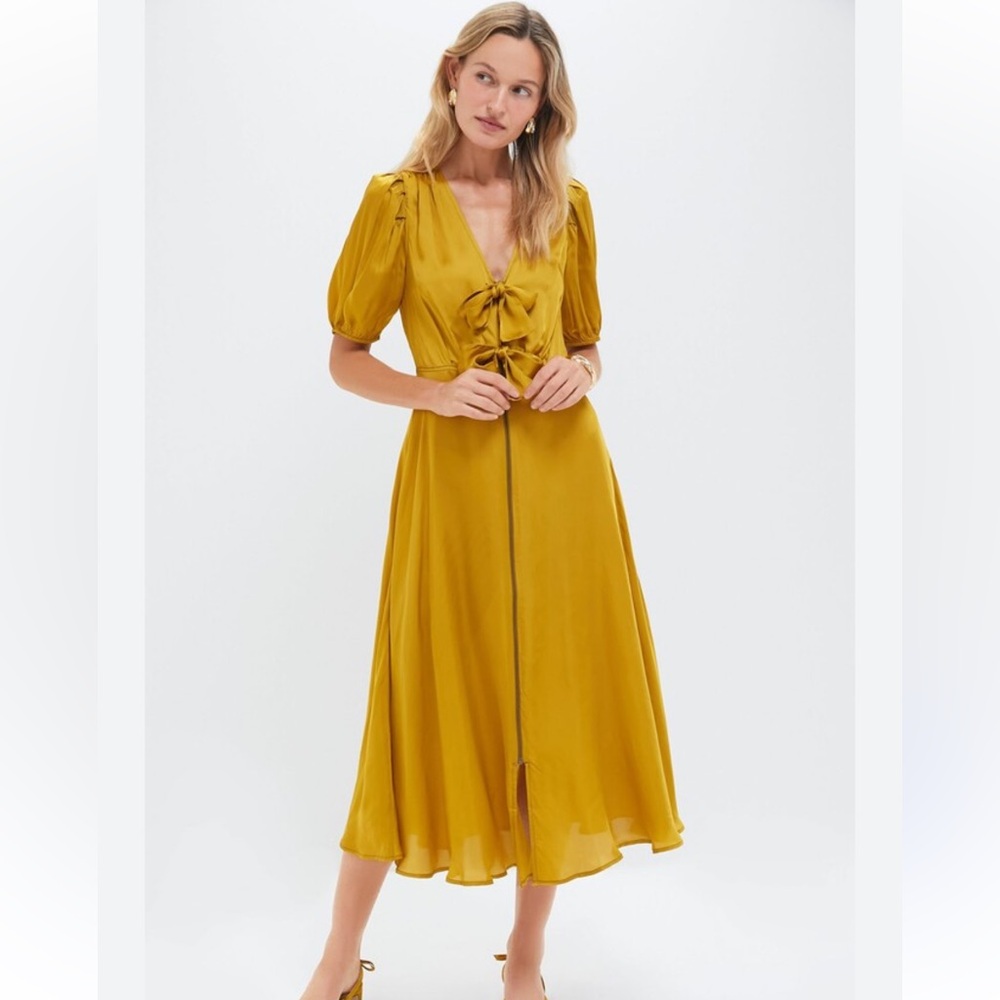 The Great. Gold-Leaf Midi Dress size 1 (XS)